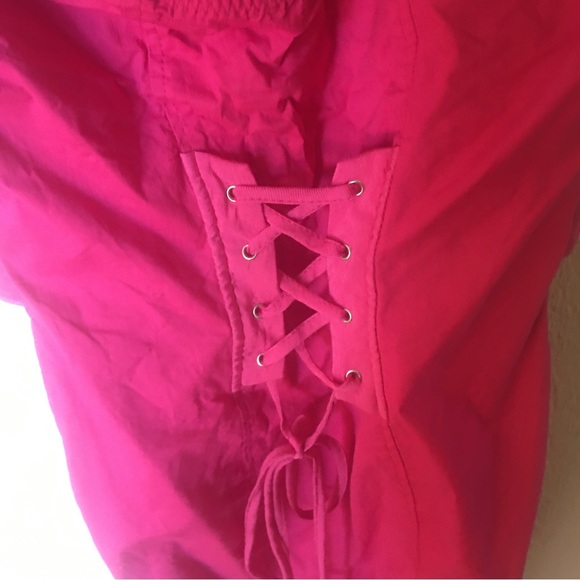 Entry Hot Pink Barbiecore Halter Lace Up Grommet Dress - Picture 4 of 9